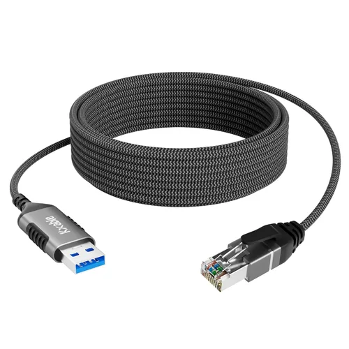 Kxable Cable USB a Ethernet delgado de 4 pies, cable delgado USB 3.0 A a RJ45, conectado directamente, aluminio, trenzado, OFC, cable de red LAN USB