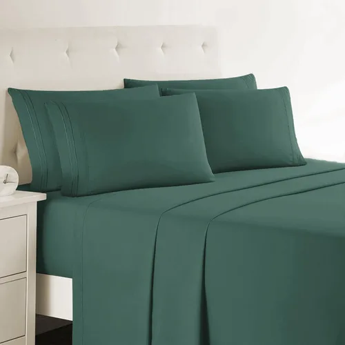 Miniatura 39 de Clara Clark - Juego de sábanas King con Flex Top, 6 piezas - Sábanas de lujo para cama King con cabeza dividida, juego de cama súper suave, King