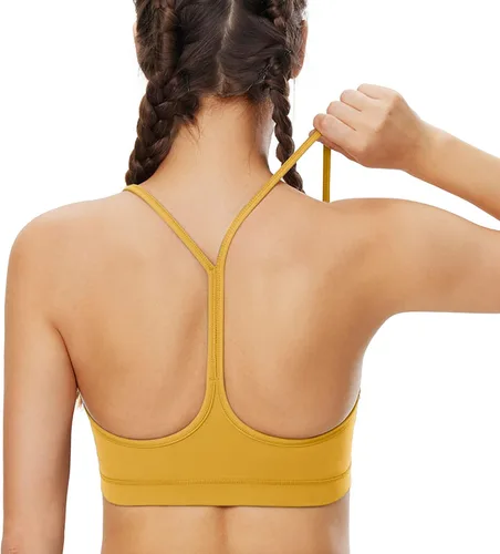 Sujetadores deportivos acolchados para mujer, brasier deportivo sexy de línea larga entrecruzada, brasier deportivo de soporte medio con tirantes