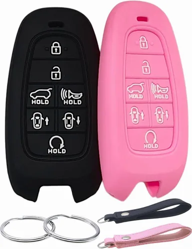 Miniatura 7 de REPROTECTING Funda de goma de silicona para llavero compatible con 7 botones 2019-2023 Hyundai Sonata Nexo 2022 Hyundai Tucson 2023 Palisade Santa