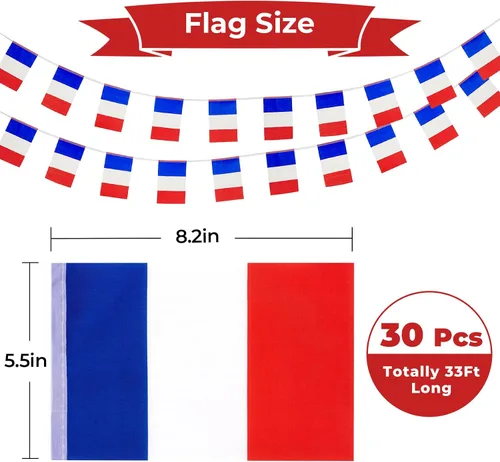 Miniatura 2 de Bandera de Francia Pequeña Mini Bandera Francesa Banner Decoraciones para Desfiles, Fiestas, Aulas, Jardines y Festivales (Francia)