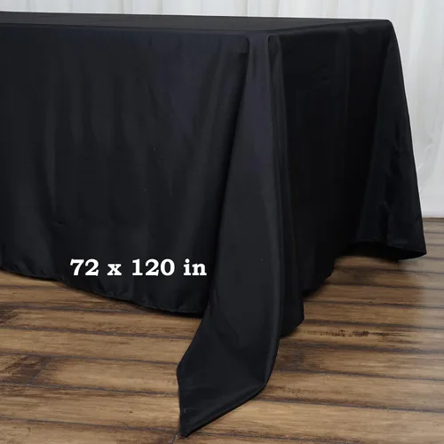 Miniatura 2 de TABLECLOTHSFACTORY Manteles rectangulares de poliéster negro de 72 x 120 pulgadas.