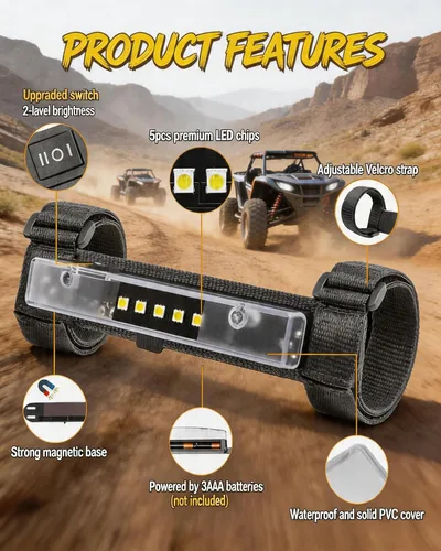 Miniatura 3 de Luz de techo interior para UTV, ANGU-OFFROAD Luz LED universal para montaje en barra antivuelco para luces de cúpula UTV, luces de jaula de utilidad