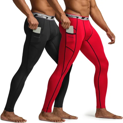 TSLA - Paquete de 1, 2 o 3 pantalones deportivos tipo leggings de compresión para hombre, ajustados para correr, entrenamiento, de secado rápido,