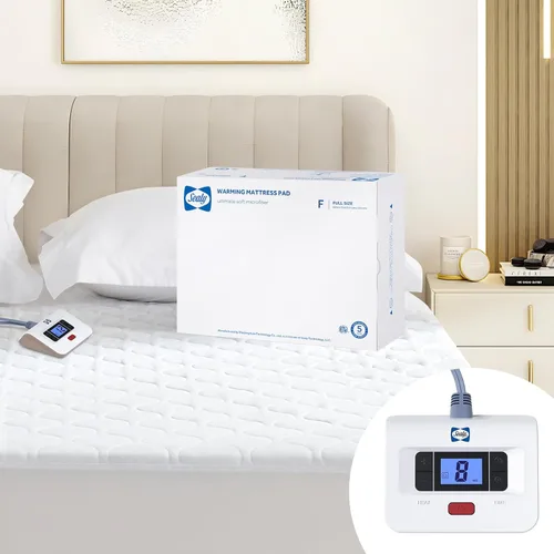 Miniatura 13 de Sealy Almohadilla de colchón con calefacción tamaño California King, calentador de cama eléctrico acolchado de lujo con doble controlador, 10
