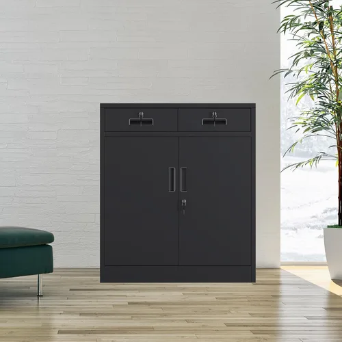 Miniatura 6 de Armario de almacenamiento de metal con puertas de cierre y estante ajustable, armarios de almacenamiento con cajones con cerradura para oficina