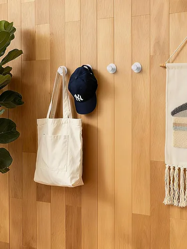 Miniatura 5 de Paquete de 2 ganchos adhesivos para abrigos para baños, ganchos de pared blancos para toallas, perchas para colgar en la cocina, decorativos