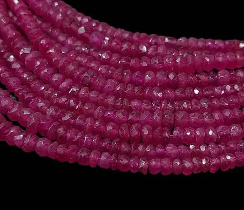 Miniatura 4 de Krishiv Exports - Cuentas facetadas de rubí natural raras/Cuentas facetadas de rubí/Rubí facetado Rondelle/Rubí Piedra preciosa/Rubí/16 "Strand/2.5