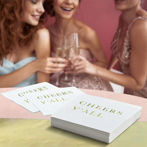 Miniatura 3 de Servilletas de cóctel Cheers Y'all, servilletas de fiesta, servilletas de boda, servilletas de papel desechables de 3 capas para recepción de boda
