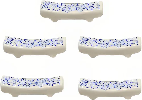 Miniatura 14 de Palillos de cerámica reutilizables, 5 pares, aptos para lavavajillas, palillos azules, 9.7 pulgadas (estrellas azules)