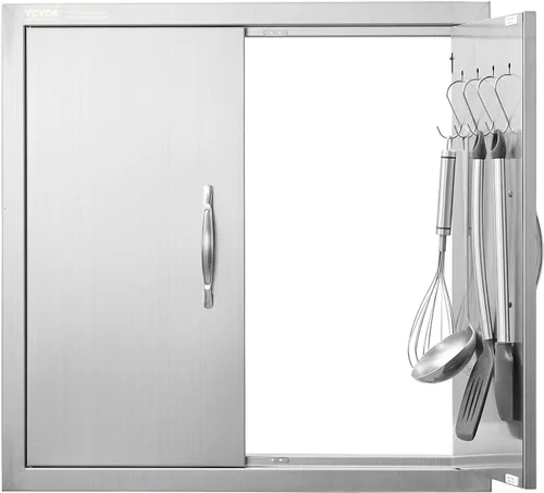 VEVOR Puerta de acceso para barbacoa, 24 pulgadas de ancho x 24 pulgadas de alto, puerta doble de cocina al aire libre, puerta de montaje empotrado