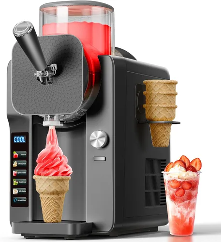 Miniatura 11 de Máquina de granizado y helado 2 en 1 - 6 modos para batidos, batidos, cócteles, margaritas y helados, tanque de doble capa, soporte para cono