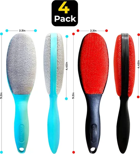 Miniatura 2 de ezclean Paquete de 4 cepillos de pelusa de 2 colores para ropa, muebles, sofá, cepillo para eliminar pelusas para ropa, cepillos reutilizables