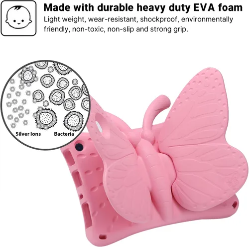 Miniatura 52 de FW Fire 7 - Funda para tablet para niños, Amazon Fire 7 2022, funda de mariposa con luz de atril, EVA, protección contra caídas, resistente, a
