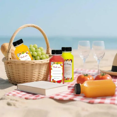 Miniatura 7 de 48 botellas de jugo de 8 onzas con tapas, botellas de plástico con tapas, recipientes reutilizables transparentes a granel para jugo, leche y otras