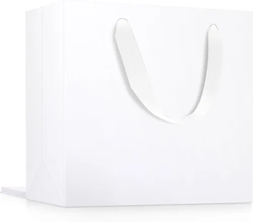 Miniatura 47 de EUSOAR Bolsas de papel de regalo de tamaño pequeño, paquete de 25 bolsas de papel negro resistentes de 8.6 x 3.9 x 7 pulgadas con asas a granel