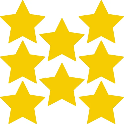 Miniatura 76 de LiteMark Durable Stars, calcomanía roja brillante de 5.5 pulgadas, uso en hormigón liso, azulejos, vidrio, paquete de 8 estrellas Rojo