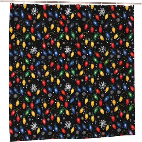 JOOCAR Cortinas de ducha con luz colorida para decoración de baño, juego de cortina de ducha roja, azul, verde, amarilla, juegos de baño con 12