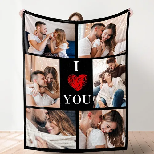 Miniatura 8 de YESCUSTOM Manta de fotos personalizada con 10 textos de fotos, fabricada en Estados Unidos, regalo para familiares, amigos, amantes para cumpleaños