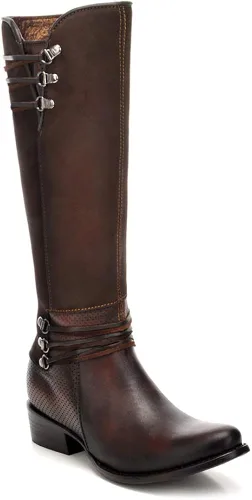 Miniatura 2 de Cuadra Botas altas para mujer en piel auténtica con cremallera, color marrón
