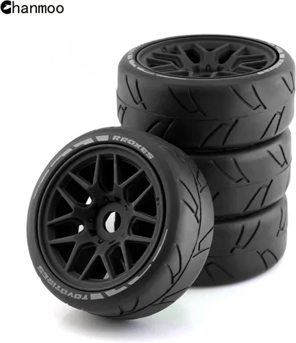 Miniatura 4 de Llantas y ruedas de coche RC 1/8 RC On Road Llantas de 0.669 in Hex 4.055 in Neumáticos de goma para coche de carreras RC en carretera a escala 1:8