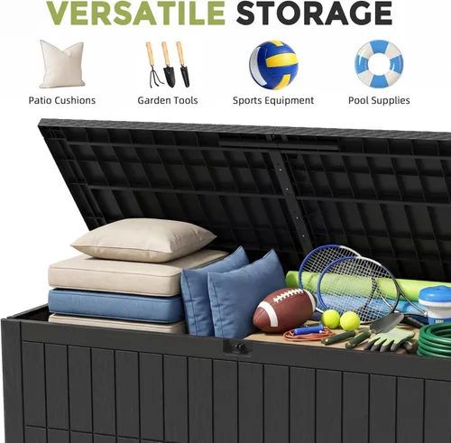 Miniatura 4 de UDPATIO 120 Gallon Deck Box Outdoor Storage Box Lockable Waterproof Resin Indoor Outdoor Storage Container for Patio Cushions, Tools, Package