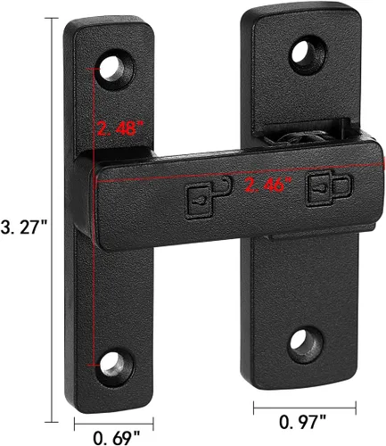 Miniatura 2 de INIRET Pestillos de puerta de granero negro mate, cerradura de puerta de 180 grados, herrajes para puerta abatible, cerradura de puerta de aleación