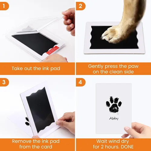 Miniatura 4 de Nabance Kit de huellas y manos para bebés, kit de huellas para perros y gatos, 3 almohadillas de impresión sin tinta, 6 tarjetas de impresión