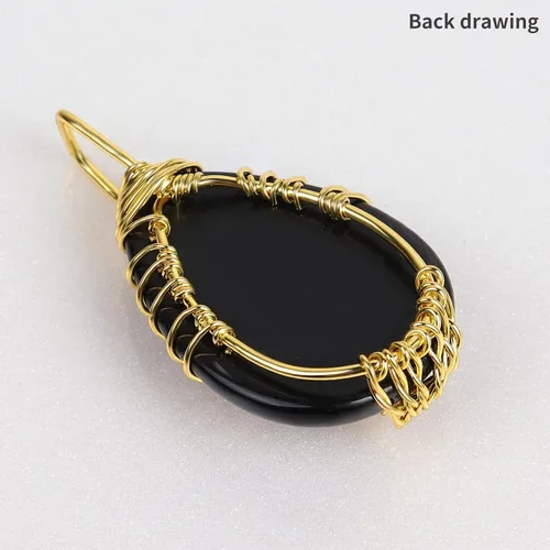 Miniatura 3 de Collar con colgante de árbol de la vida en forma de lágrima, cristal curativo, collar de piedra natural, alambre de cobre dorado, joyería