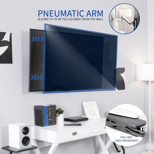 Miniatura 7 de VIVO Montura de pared para TV contrabalanceada de 26 a 55 pulgadas, brazo articulado neumático de resorte ajustable en altura, Max 400x400mm VESA