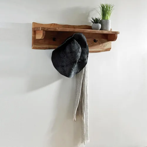 Miniatura 2 de Alaterre Furniture Alpine - Perchero de madera natural con borde vivo, gancho de pared de madera maciza de 36 pulgadas con estante superior y 4