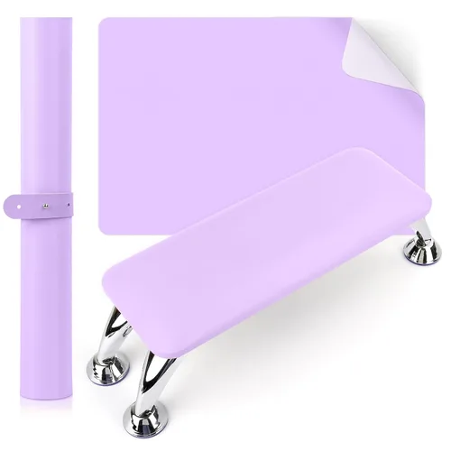 Miniatura 8 de Reposabrazos para uñas de acrílico con tapete para mesa de uñas, cojín de mano de cuero de microfibra para uñas, suave almohada de mano y reposapiés