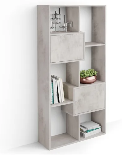 Miniatura 77 de Mobili Fiver, Iacopo XS Estantería con puertas de panel (63.31 x 31.5 pulgadas), color negro Ashwood, Made in Italy