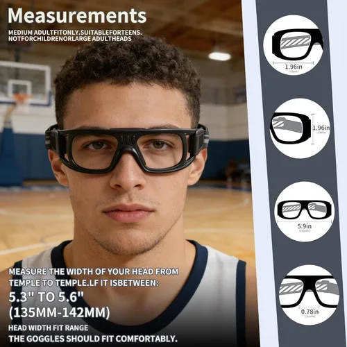 Miniatura 5 de N/A" Gafas deportivas para hombre, para raquetbol, baloncesto, fútbol, gafas protectoras, lentes de choque y colisión, reemplazables
