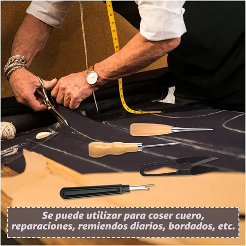 Miniatura 7 de BAGERLA Kit de costura de reparación de tapicería, kit de costura resistente con herramientas de punzón, desgarrador de costura, agujas de costura a