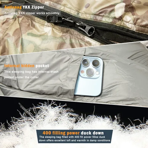 Miniatura 3 de Akmax.cn - Saco de dormir militar con plumón para clima frío
