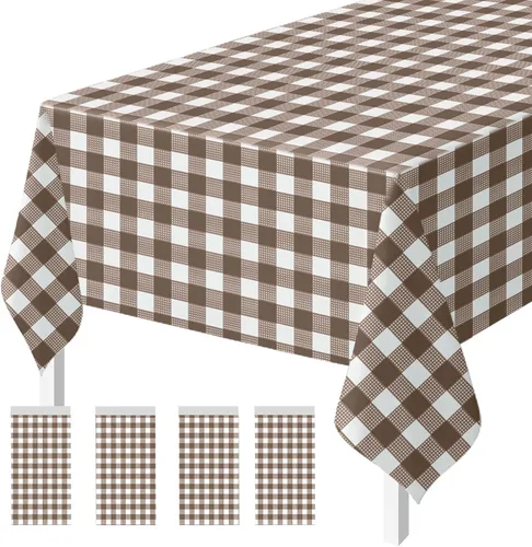 Miniatura 36 de Paquete de 2 Manteles de Plástico Beige Desechables Cubiertas de Mesa Mantel Rectangular Beige para Fiesta Baby Shower Boda Cumpleaños Mantel
