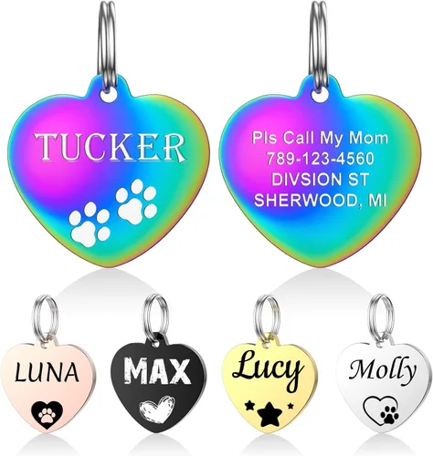 Miniatura 13 de YEHANTI Etiquetas de perro personalizadas grabadas para mascotas, placa de acero inoxidable personalizada para perros y gatos con varios iconos Hueso