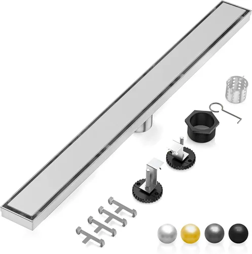 Miniatura 25 de DLONE Drenaje lineal de ducha Drenaje lineal de acero inoxidable AISI 304 de 36 pulgadas, desagüe de ducha negro mate con panel de inserción