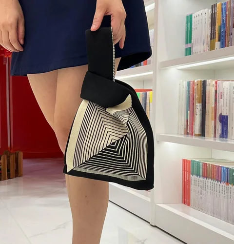 Miniatura 6 de Bolso de muñeca para mujer, bolso de mano, manga con nudo, portátil, bolsa de regalo