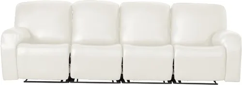 Miniatura 13 de Vctops - Funda elástica de 6 piezas para sofá biplaza reclinable, de cuero sintético impermeable, protector de muebles antideslizante con borde Negro