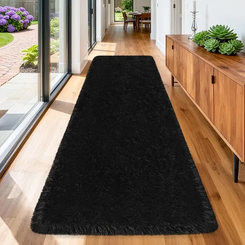 Miniatura 27 de Alfombras verdes para dormitorio de niños: alfombra de pasillo lavable de 2x6, alfombras pequeñas antideslizantes, esponjosas, suaves, peludas