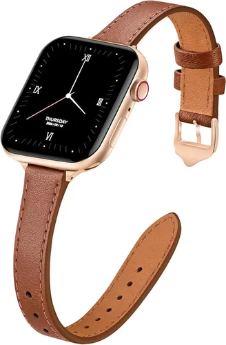 Miniatura 34 de JR.DM Correas de cuero delgadas compatibles con Apple Watch Band 1.496 in 1.575 in 1.614 in 1.654 in 1.732 in 1.772 in 1.811 in 1.929 in, correa