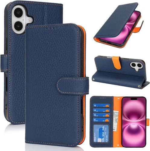 Miniatura 25 de Zouzt Funda para iPhone 11 de 6.1 pulgadas de piel auténtica con 4 ranuras para tarjetas, tarjetero con bloqueo RFID, tapa magnética, función atril