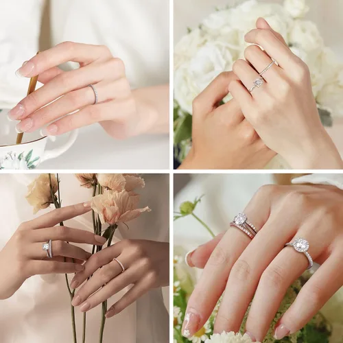Miniatura 5 de SMILEST 1.8mm Moissanite Eternity Band Rings for Women, 0.25 0.3ct D Color VVS1 Clarity Lab Created Moissanite 14K White Yellow Rose Gold Vermeil