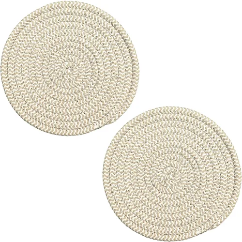 Miniatura 11 de Elegante posavasos trenzados con cable, juego de 4 (4 pulgadas, redondo, azul)