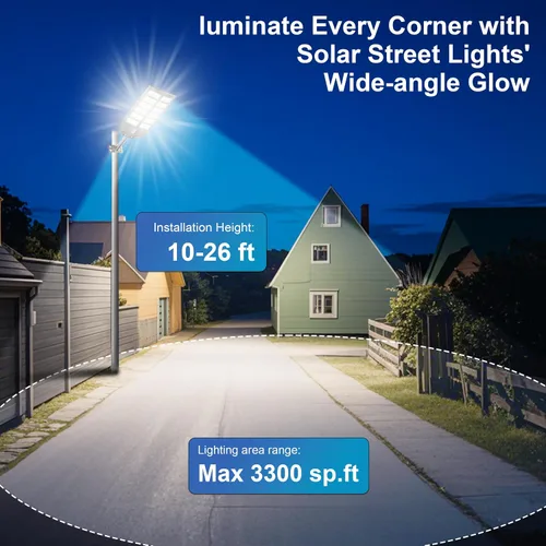 Miniatura 2 de Paquete de 1 luz solar de calle – 9000 W luces de calle al aire libre 260000LM del atardecer al amanecer luz de estacionamiento de energía solar