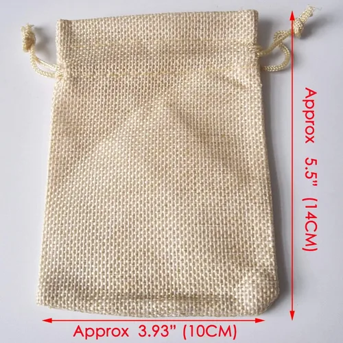 Miniatura 5 de Bolsas de yute con cordón de ajuste de algodón para regalos, 50 unidades Gris