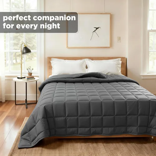 Miniatura 3 de Gkyet Manta con peso para adultos (48 x 72 pulgadas, 10 libras, gris) Manta pesada de enfriamiento suave para dormir, manta transpirable con cuentas