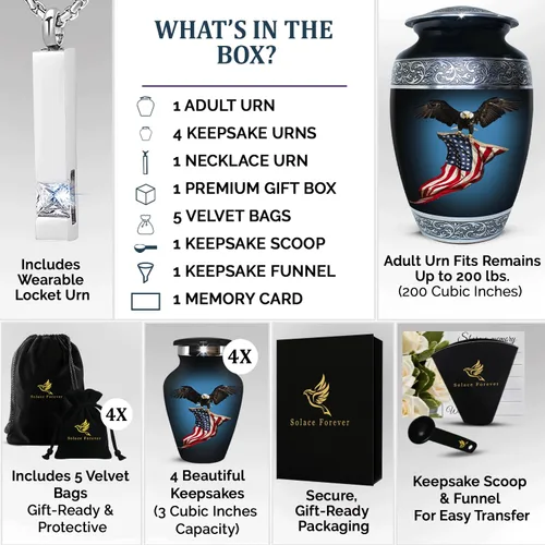 Miniatura 2 de American Eagle Urnas de cremación para cenizas humanas para adultos, juego de urnas hechas a mano para adultos, urnas para hombres y mujeres, juego